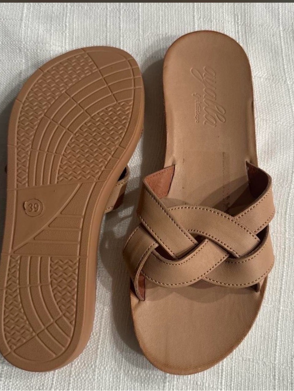 Women’s Braided Slide Sandals in Tan